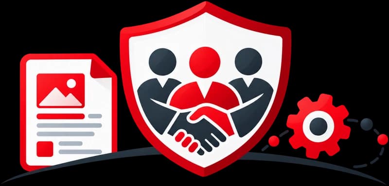 Business partners shaking hands inside a protective shield