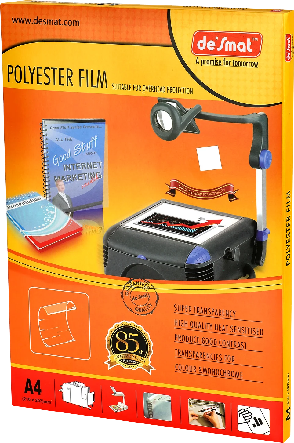 Desmat Polyester Film for overhead projection, A4 pack