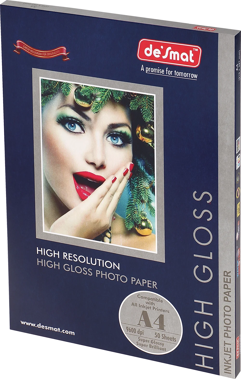 Desmat High Resolution High Gloss Photo Paper, A4 pack