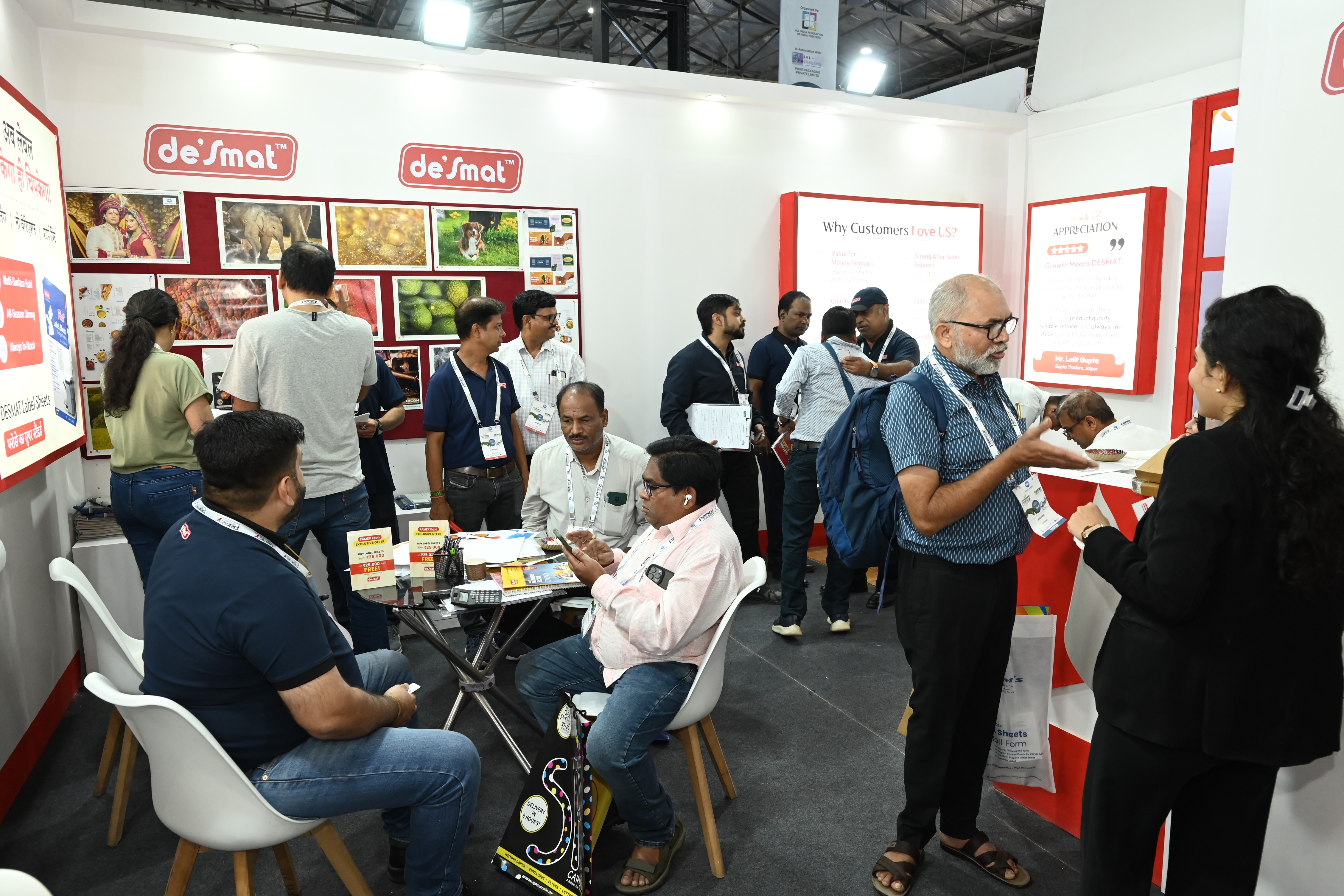 Visitors and the Desmat team at a busy Desmat exhibition stall
