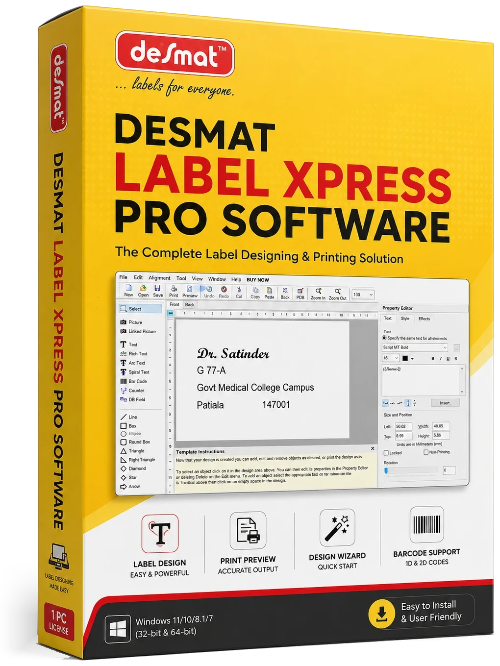 The Desmat LabelXpress Pro software box