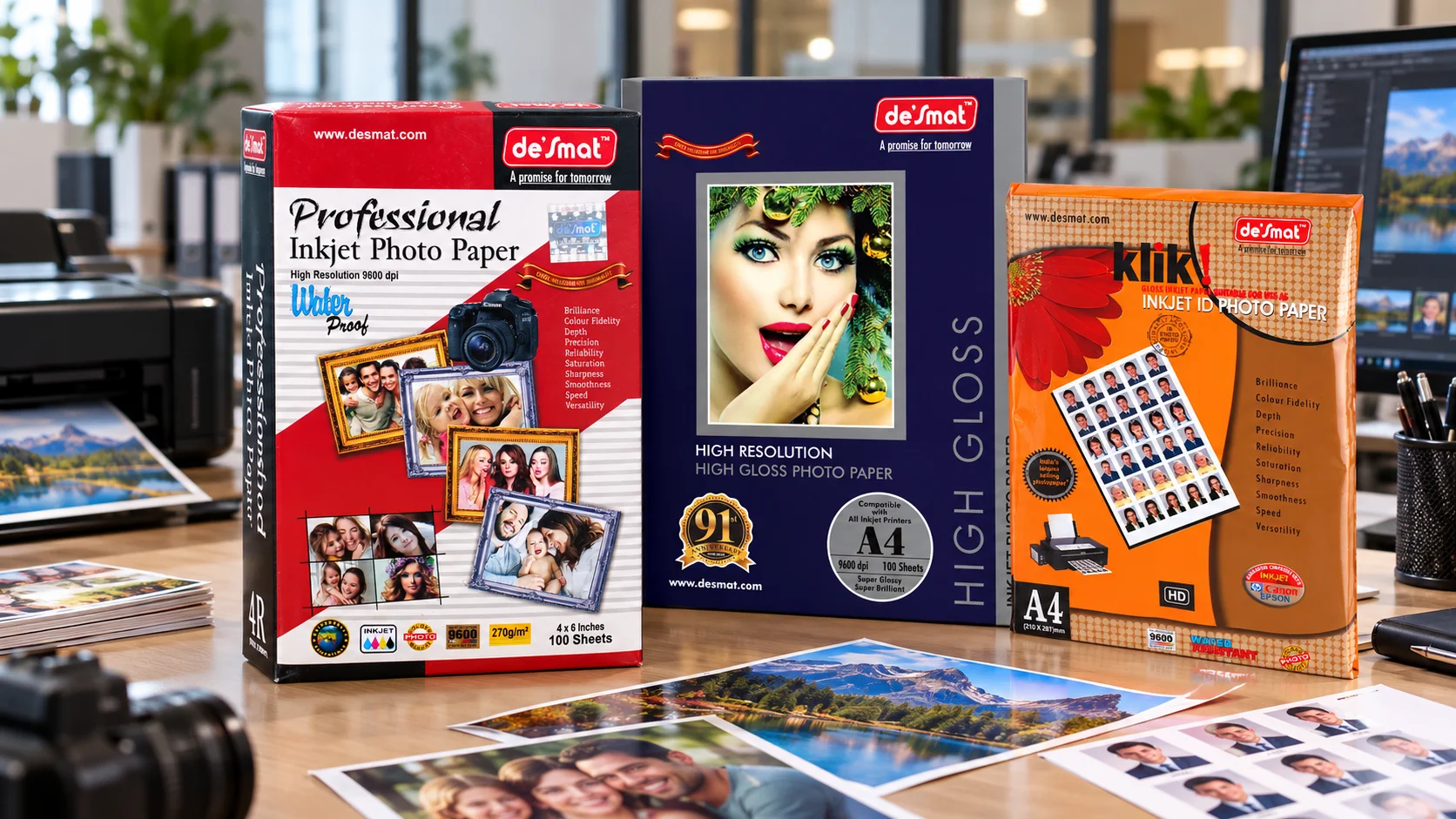 Desmat inkjet photo paper packs and printing consumables